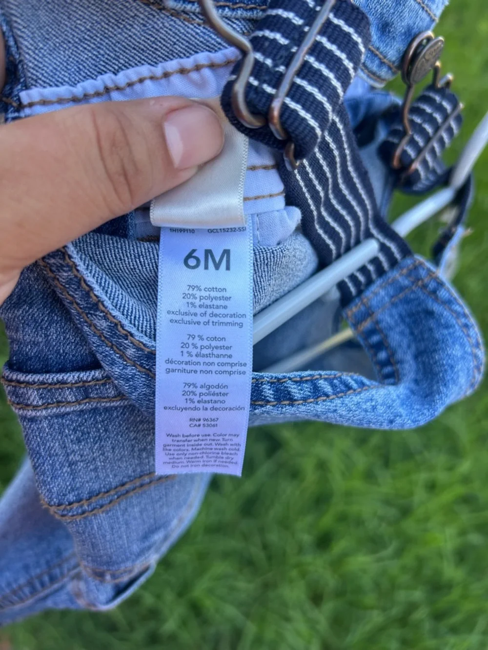 OshKosh B'gosh Classic Blue Denim Kids Overalls with Striped Straps